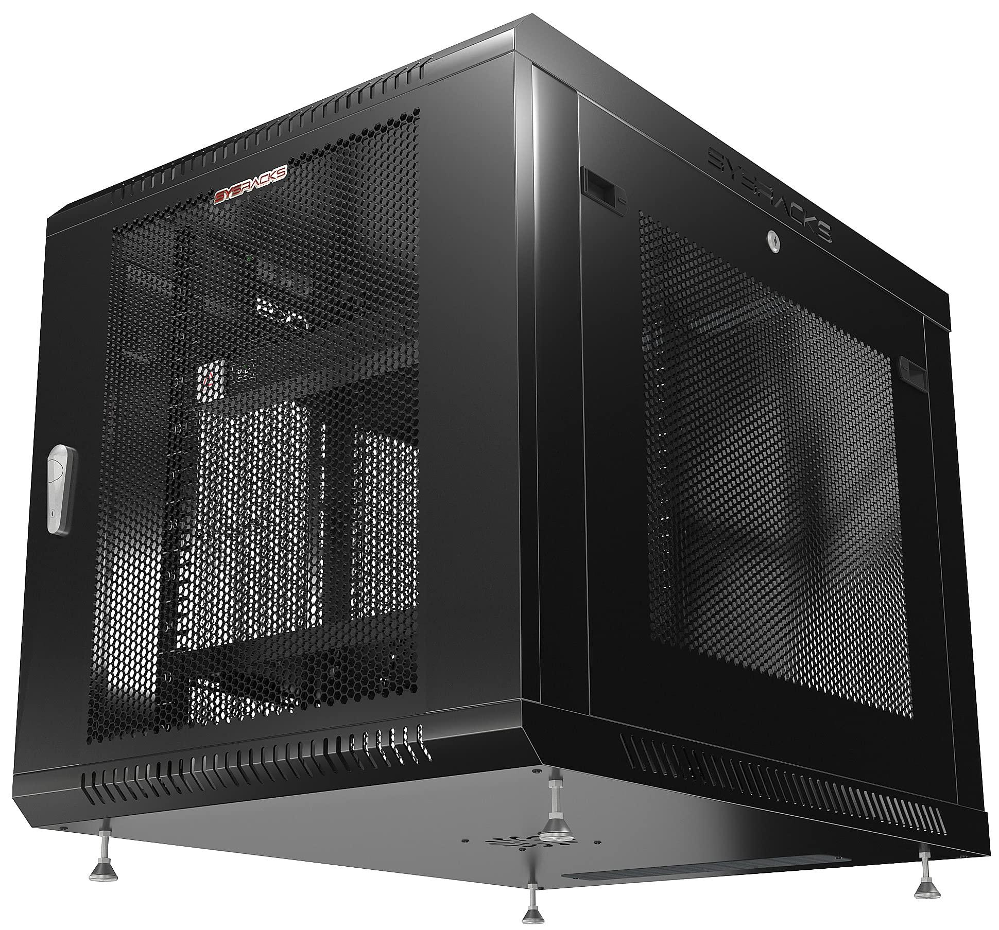 Sysracks Sysracks - 12U Network Rack Wall Mount - 35-Inch Depth - Locking Server Cabinet - AV Audio Rack - Data Racks Lockable IT Cabinet Enclosure with Fan Powerbar Dust-Proof Grommet (12U (24\"w x35\"d x25\"h))