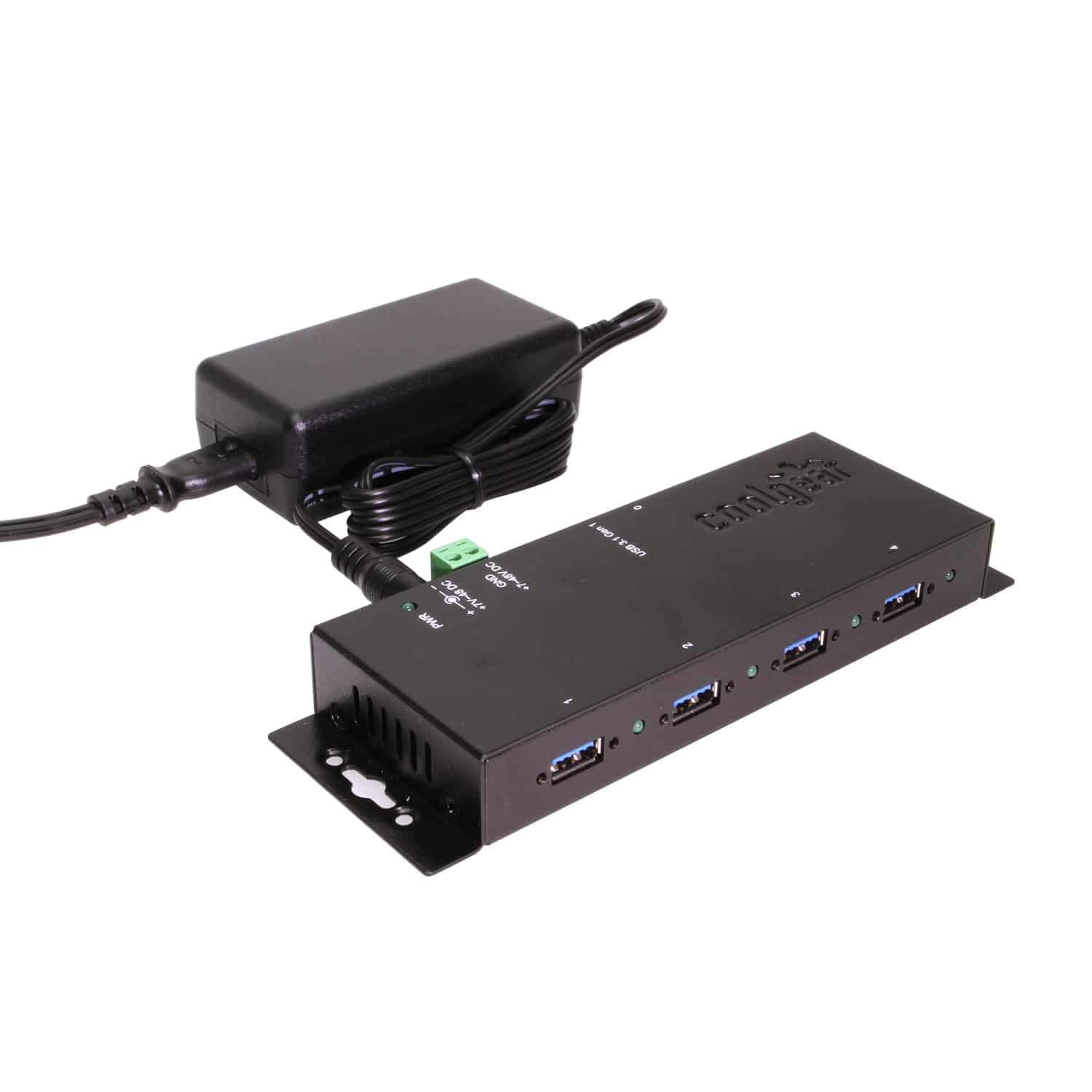 Coolgear Coolgear USB 3.2 G1 4-Port Industrial Hub w/Power Supply, GL 3520 Chipset