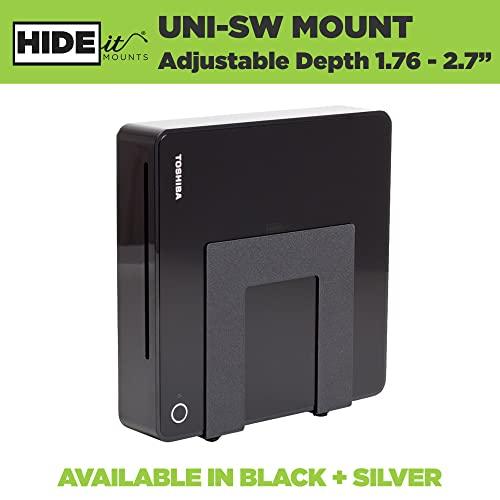 HIDEit Mounts HIDEit Mounts Uni-SW VESA Mount - American Company - Black Steel Adjustable Small and Wide Device Wall Mount - Cable Box Wall Mount, Modem Wall Mount, Router Mount and More - Behind TV Cable Box Mount
