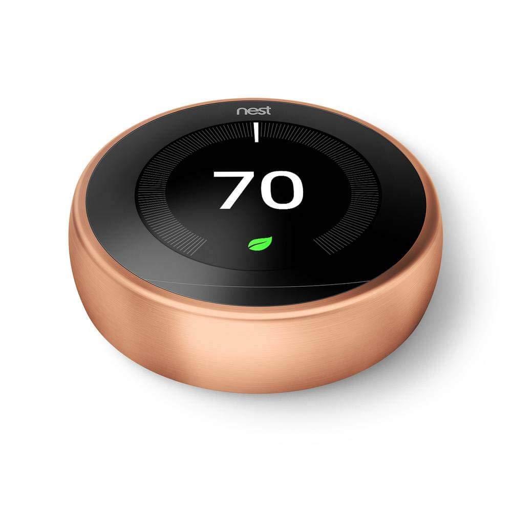Google Google Nest Learning Thermostat - Programmable Smart Thermostat for Home - 3rd Generation Nest Thermostat - Works with Alexa - Copper