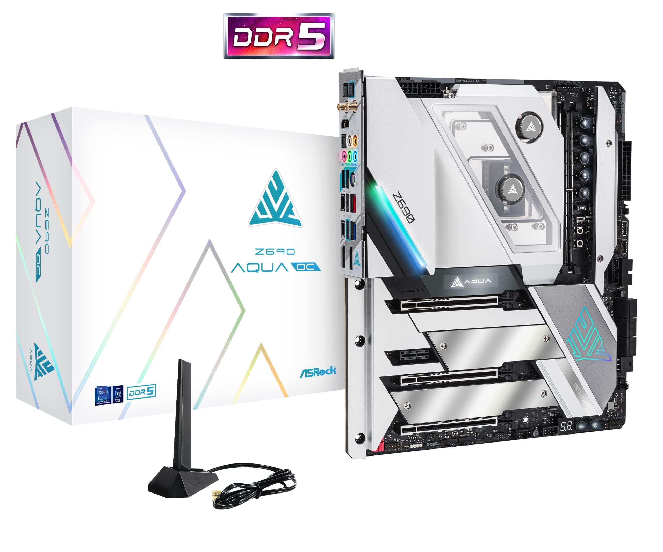 ASRock ASRock Z690 Aqua OC Motherboard DDR5 7000 Dual Channel 6 SATA3 LGA1700 96GB 2oz Copper PCB 12 Layer PCB EATX SATA3 6.0 Gb/s