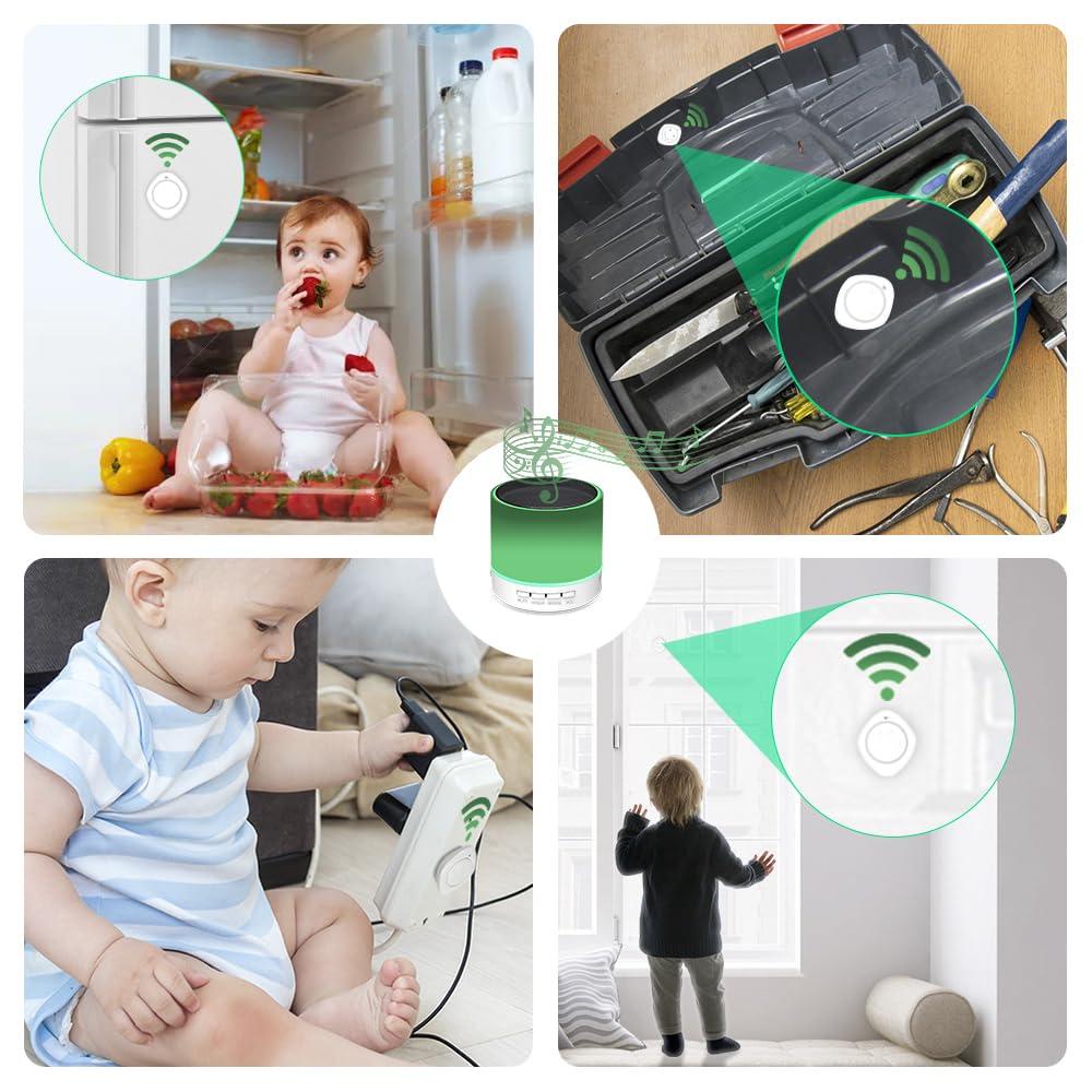 HOIDURY Door Alarms for Kids Safety, Toddler Door Alarm, Window Alarm Sensor, Female Voice Prompt,14 Melodies 3 Volume Levels Mute Mode LED Indicator, 3 Vibration Sensors+1 Magnetic Sensor+1 Receiver