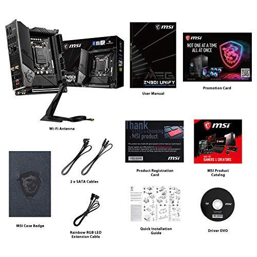 MSI MSI MEG Z490I Unify Gaming Motherboard (LGA 1200, Intel 10th Gen, M.2, USB 3.2 Gen 2, DDR4, Wi-Fi 6, SLI, CFX, Gigabit LAN, Thunderbolt 3, Mini-ITX)