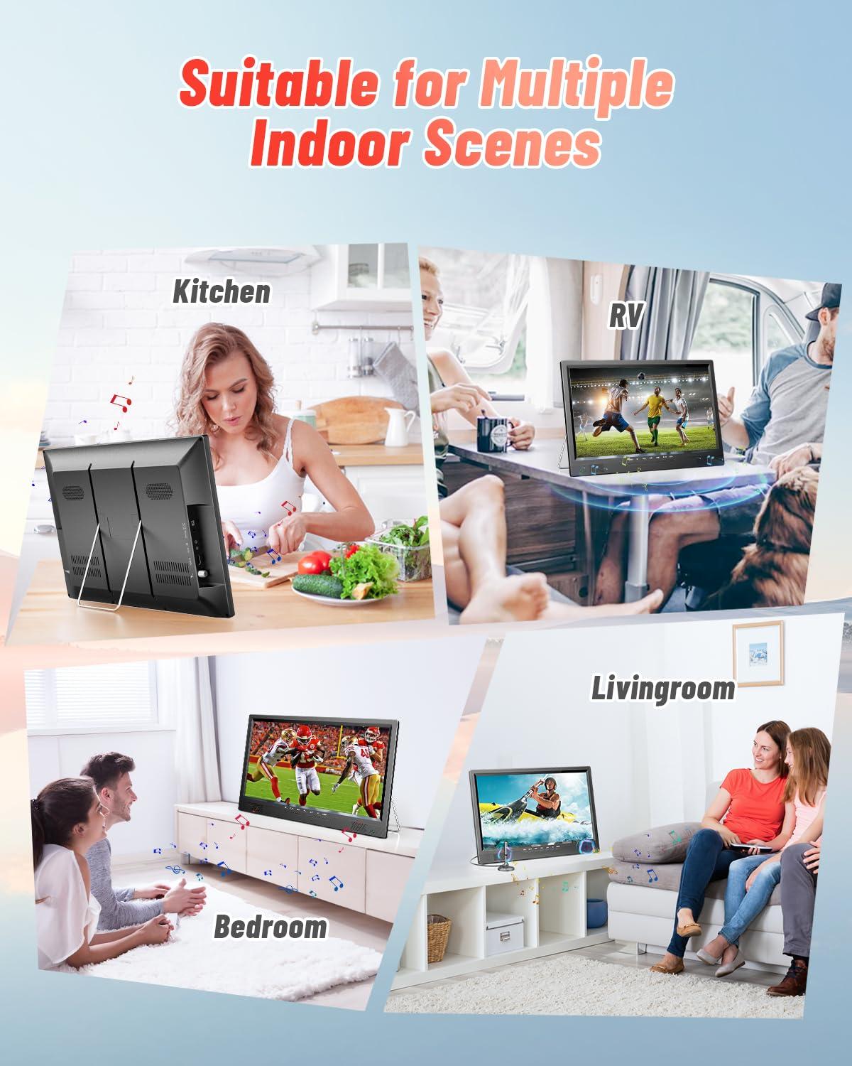 Desobry Desobry 19" Portable TV with Antenna, Small TV with HD 1080P HDMI Input, AV Input, USB Port, 180 Adjustable Stand, Small Portable TV for Kitchen Bedroom Camping RV (No WiFi)