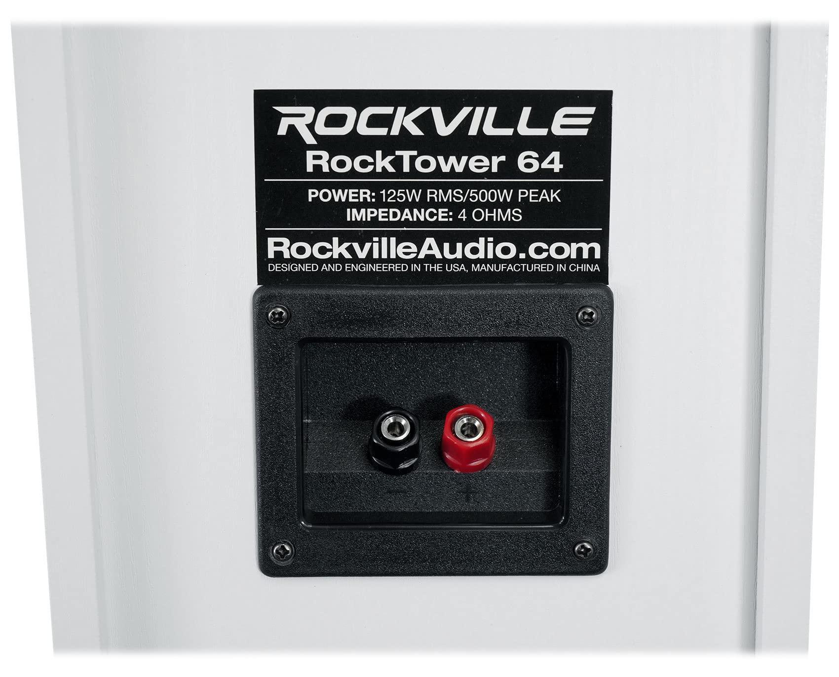 Rockville Rockville (2) RockTower 64W White Home Audio Tower Speakers Passive 4 Ohm