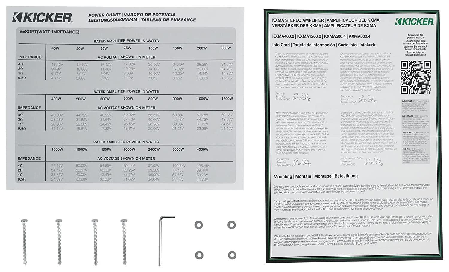 KICKER KICKER 48KXMA12002 1200w 2-Channel Marine Boat Amplifier Class D Amp KXMA1200.2