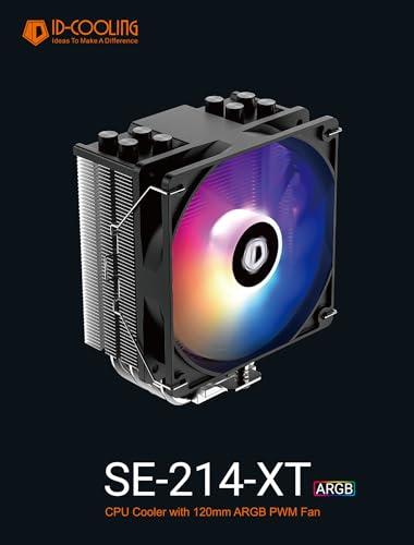 ID-COOLING ID-COOLING SE-214-XT ARGB CPU Cooler 4 Heatpipes CPU Air Cooler ARGB Light Sync with Motherboard(5V 3-PIN Connector) CPU Fan for Intel/AMD, LGA 1700 Compatible