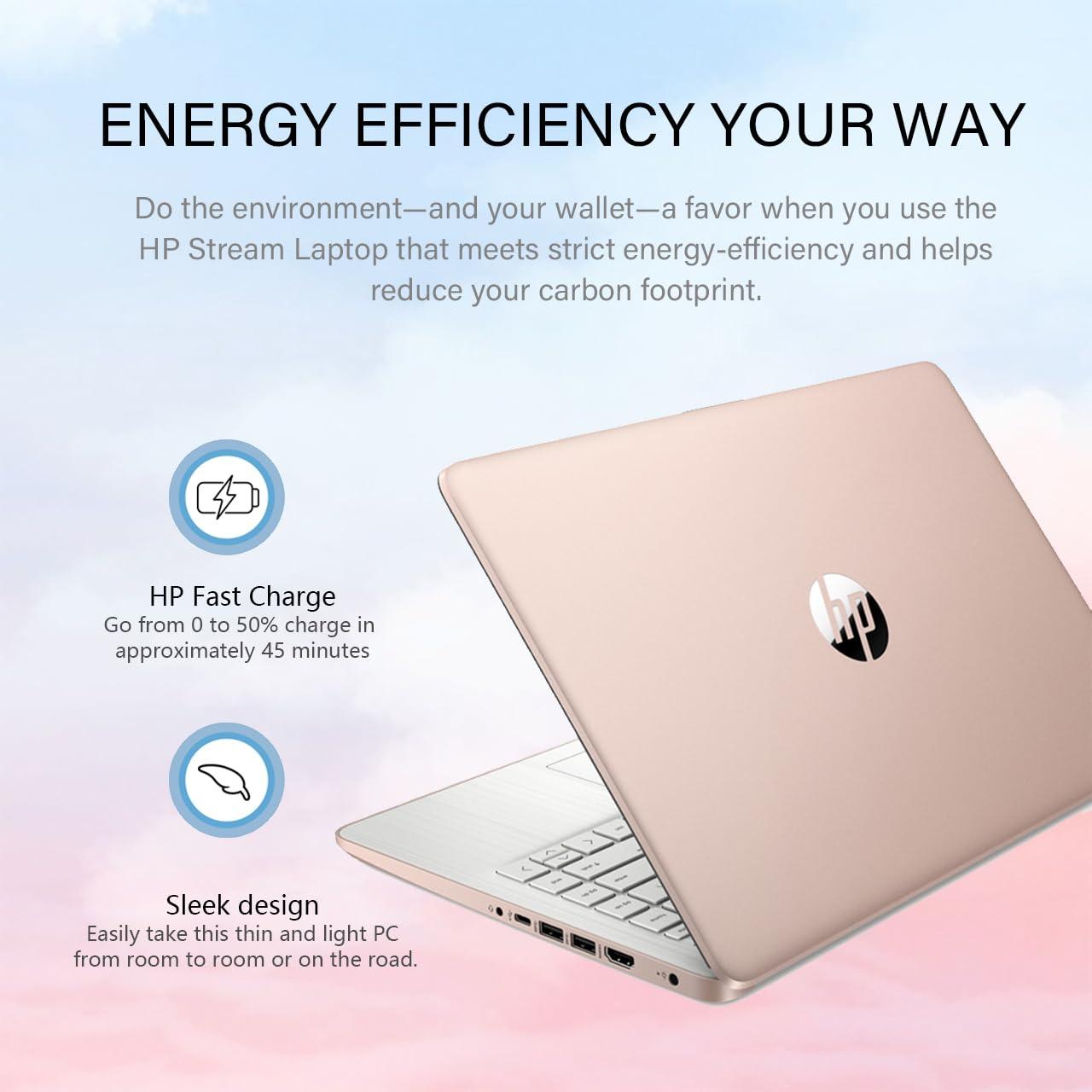 HP HP Stream 14-inch Laptop, Intel Celeron N4120, 32GB RAM, 576GB Storage(64GB eMMC+512GB Micro SD), 14-inch HD Display, Win 11 H in S Mode, One Year of Microsoft 365 (Rose Gold), W/GaLiMu