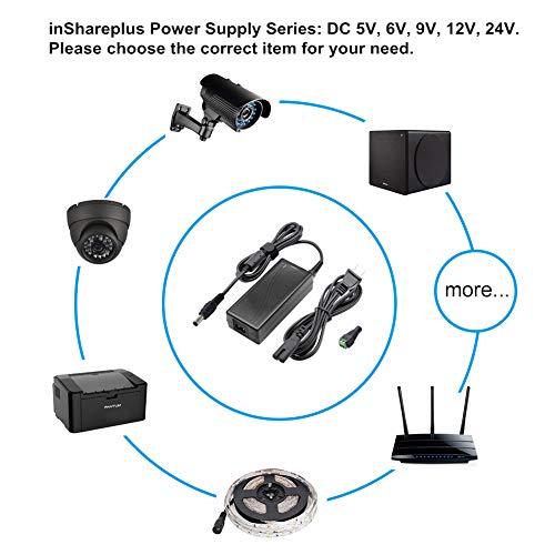 inShareplus inShareplus 6V Low Voltage Power Supply, Transformer, Power Adapter, DC 6V 10A, 60 Watt Max, AC 100-240V to DC 6V, with 5.5/2.1 DC Female Barrel Connector
