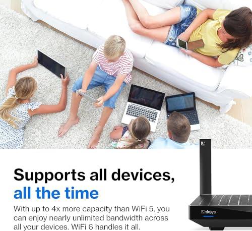 Linksys Linksys AX2200 | Dual-Band Mesh WiFi 6 Router | 2.2 (AX2200) Speeds | Connect 15+ Devices | 1500 Sq Ft Coverage | 2024 Release, Black