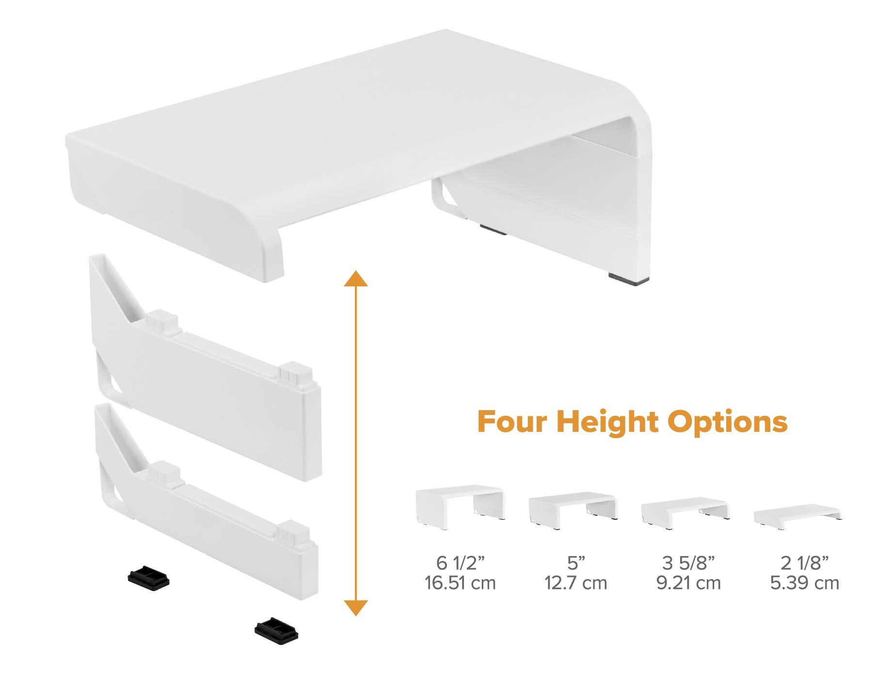 Bostitch Bostitch Office Konnect Adjustable Monitor Stand Riser, 4 Height Adjustments, Built-In Cable Management, Rubber Feet - White