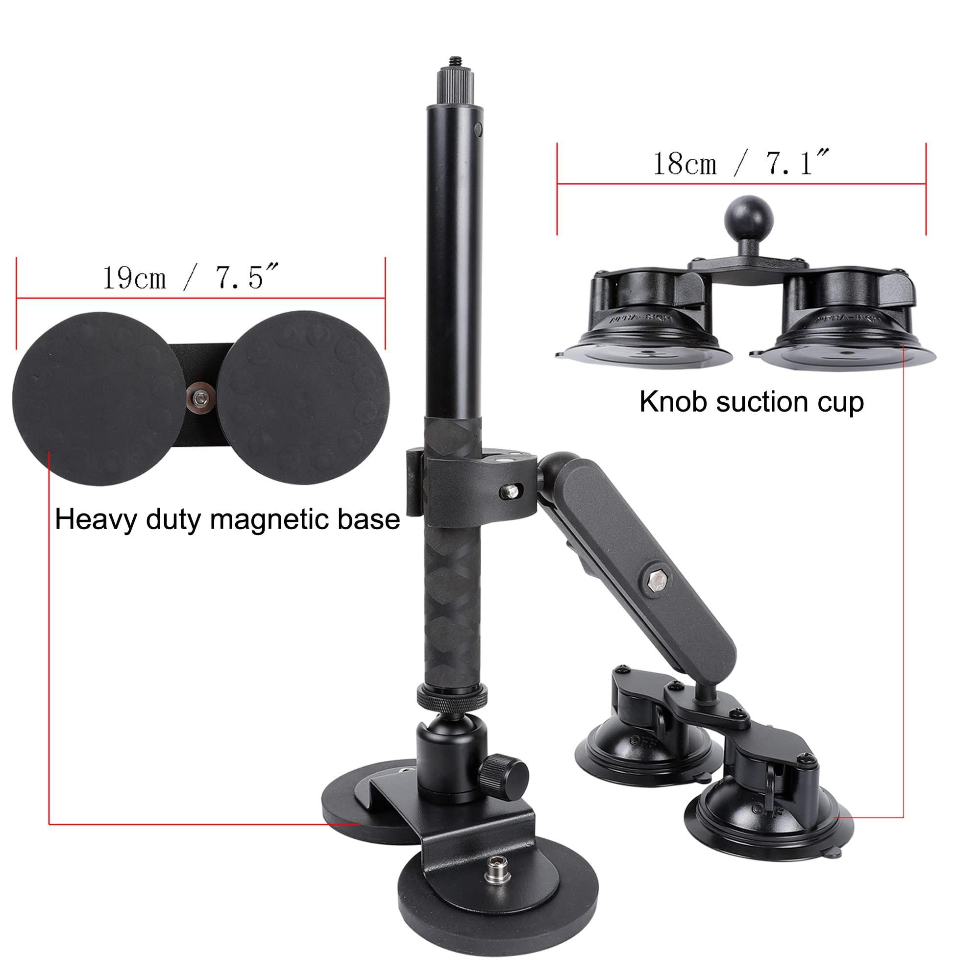 PellKing PellKing Car Mount Kit for Insta360 Camera, 4in1 Suction Cups Magnetic Mount with 114cm Invisible Selfie Stick for Insta360 X4,X3,X2,X,GO 3,ONE RS,R,ONE RS 1-inch 360 Camera