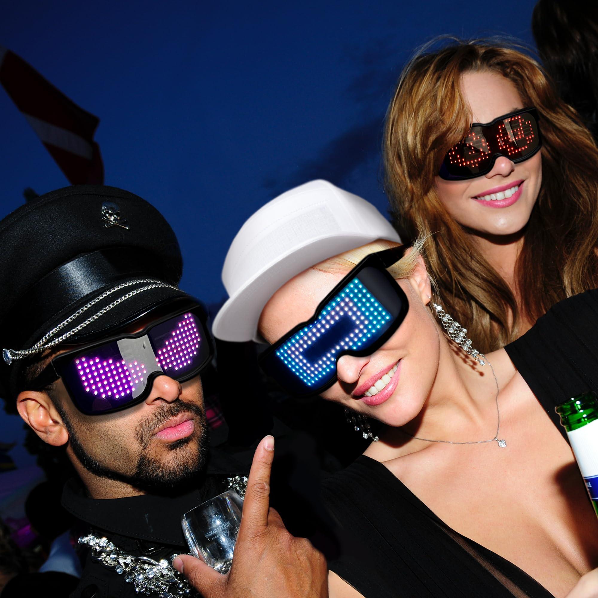 CHEMION CHEMION LED Glasses for adults, Customizable Bluetooth LED Glasses, Perfect for Christmas, Halloween, and Birthday Parties (Color) (2024 Ver.)