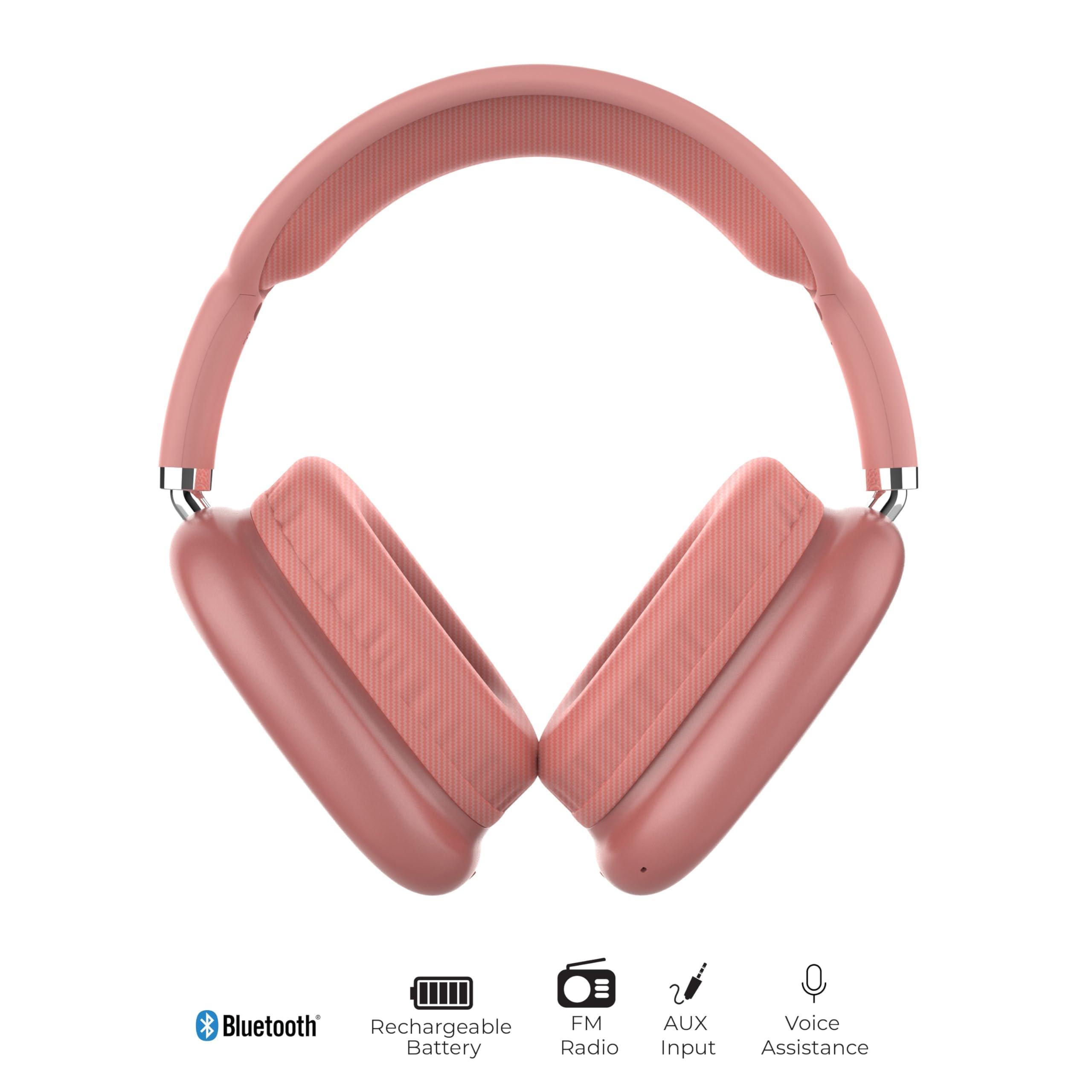 Supersonic IQ Sound IQ-170BT High Performance Wireless Bluetooth Headphones with 10m Range, FM Radio, Hands-Free Mic, Swivel Design, Soft Earpads, 3.5mm AUX Output Compatible with PC and Phones (Rose Gold)