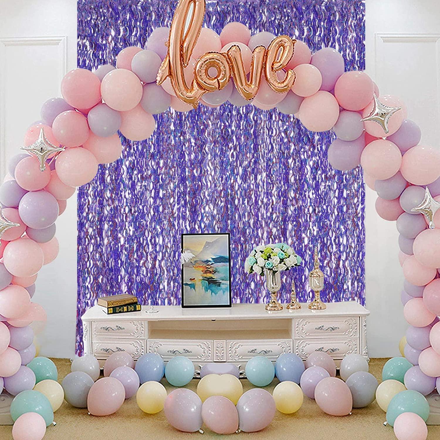 CYLMFC Purple Foil Fringe Curtains Party Decorations - CYLMFC 3 Pack 3.3 ft x 6.6 ft Foil Party Curtain for Hallowee Christmas Graduation Decor