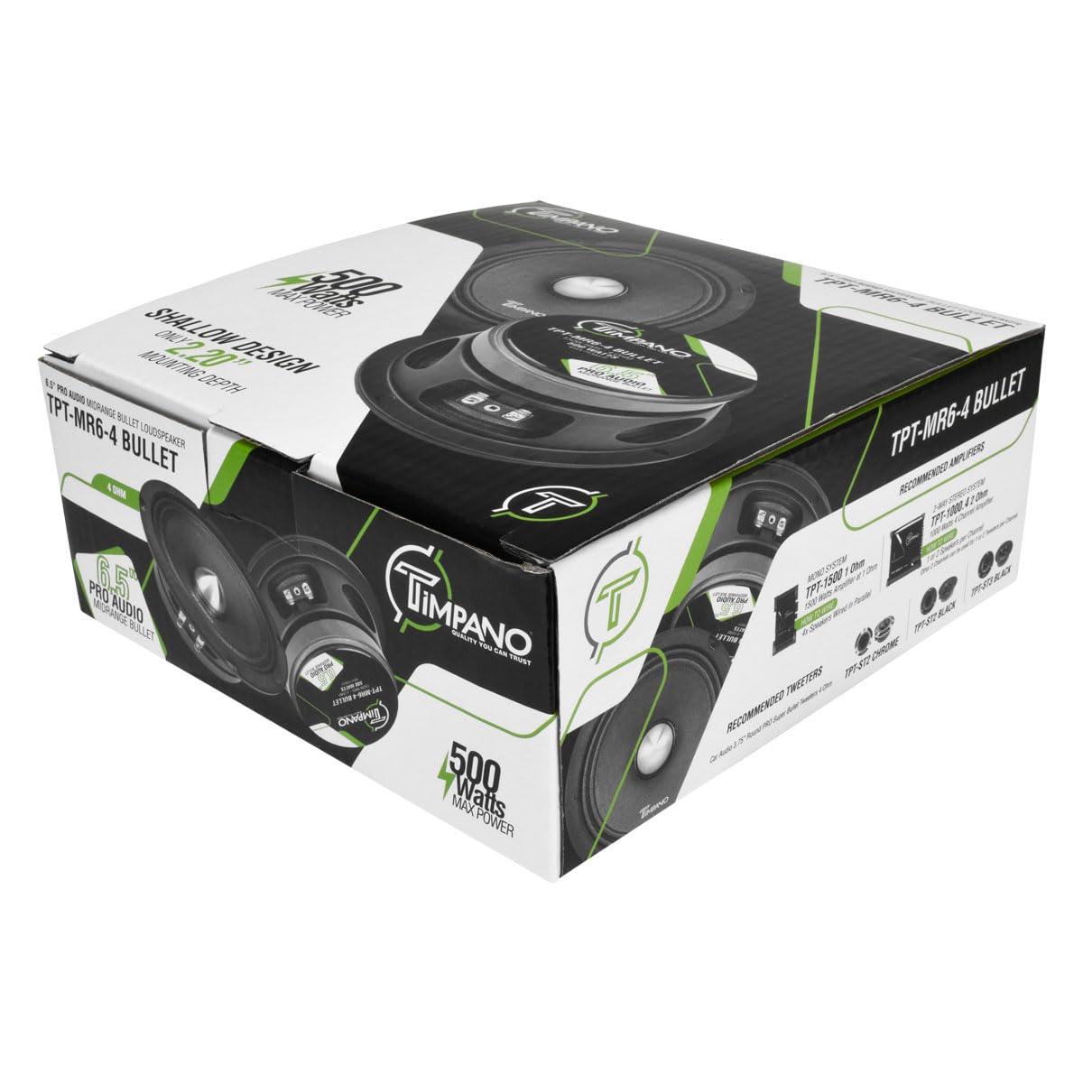 Timpano Timpano 6.5 Midrange Speaker TPT-MR6-4 Bullet 500 Watts, 4 Ohm, Shallow Mount 6.5 Inch Speakers PRO Audio Mid Range Loud Speaker (Single)