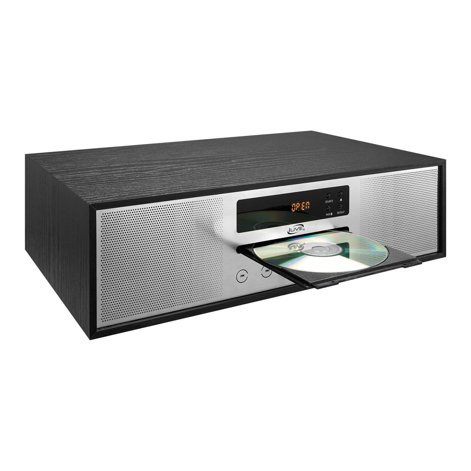 iLive iLive Bluetooth Home Music System with CD Player, Built in Stereo Speakers, Includes Remote, Black (IHB340B)