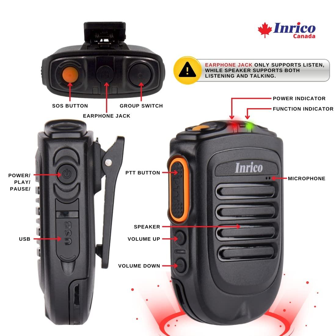 Inrico Inrico B01 Wireless Bluetooth Speaker Microphone B02 Works with Android and iOS on Applications Such As Zello, RealPTT