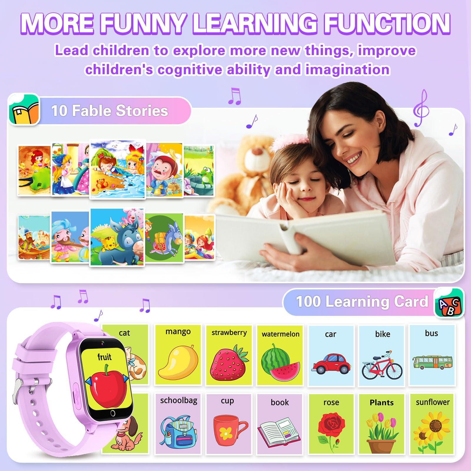 Vakzovy Kids Smart Watch with HD Touchscreen, 26 Games, Camera, Video, Music Player, Pedometer - Educational Gift for Girls Ages 6-12