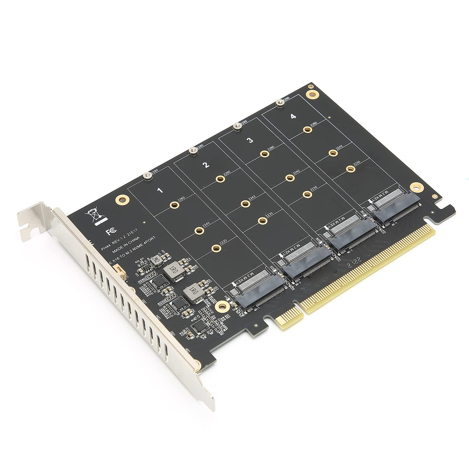 Acogedor PCIE NVME Adapter Card, 4 Port M.2 SSD NVME (M Key) to PCIE x 4 Controller Converter Expansion Card(ph44)