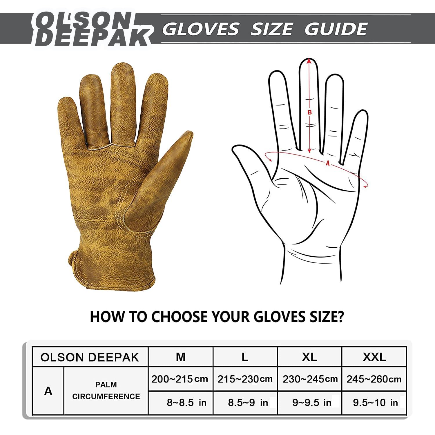 OLSON DEEPAK OLSON DEEPAK Heavy Duty leather work Gloves,Safety Cowhide Leather Garden Working Gloves for Men/Women,Driving,Yard work (Yellow, Mediumpack of 1)