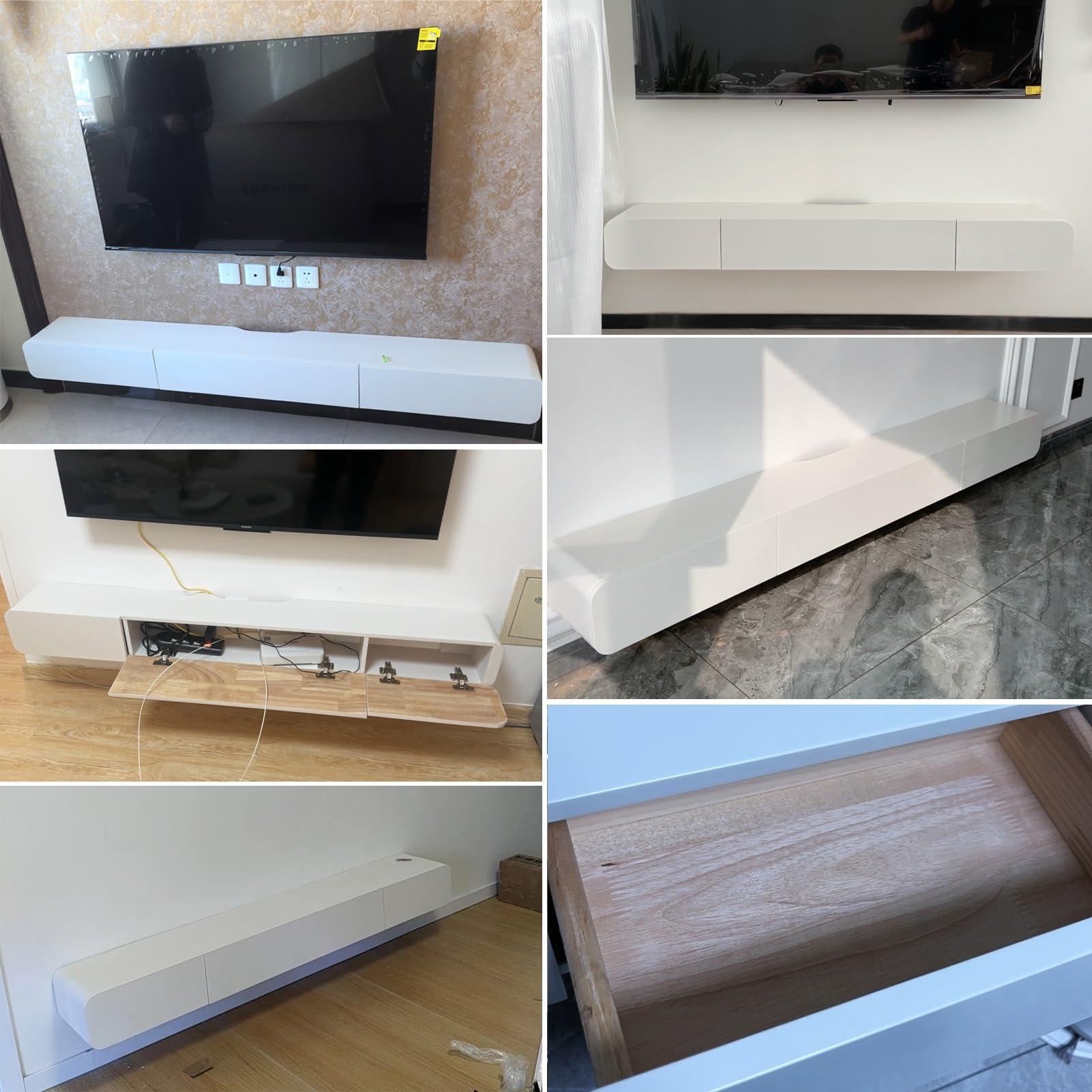 PetterShop Floating TV Shelf, Entertainment Center Wall Mounted Media Console, for Cable Box/Game Console Streaming Media Equipment (Color : Black, Size : 200cm)