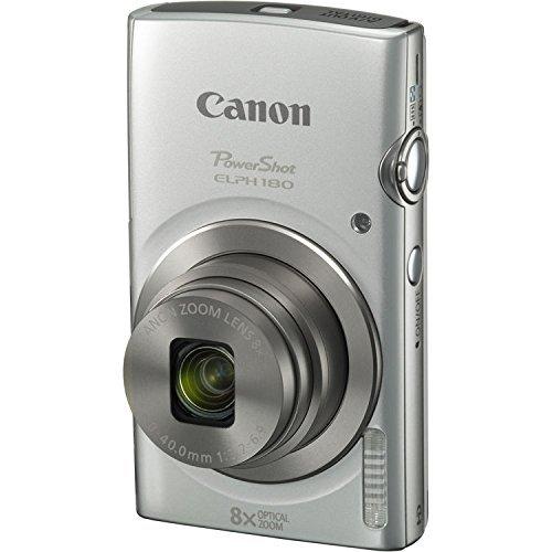 Canon Canon PowerShot ELPH 180 Digital Camera (Silver) with 32GB Memory + Case (Renewed)