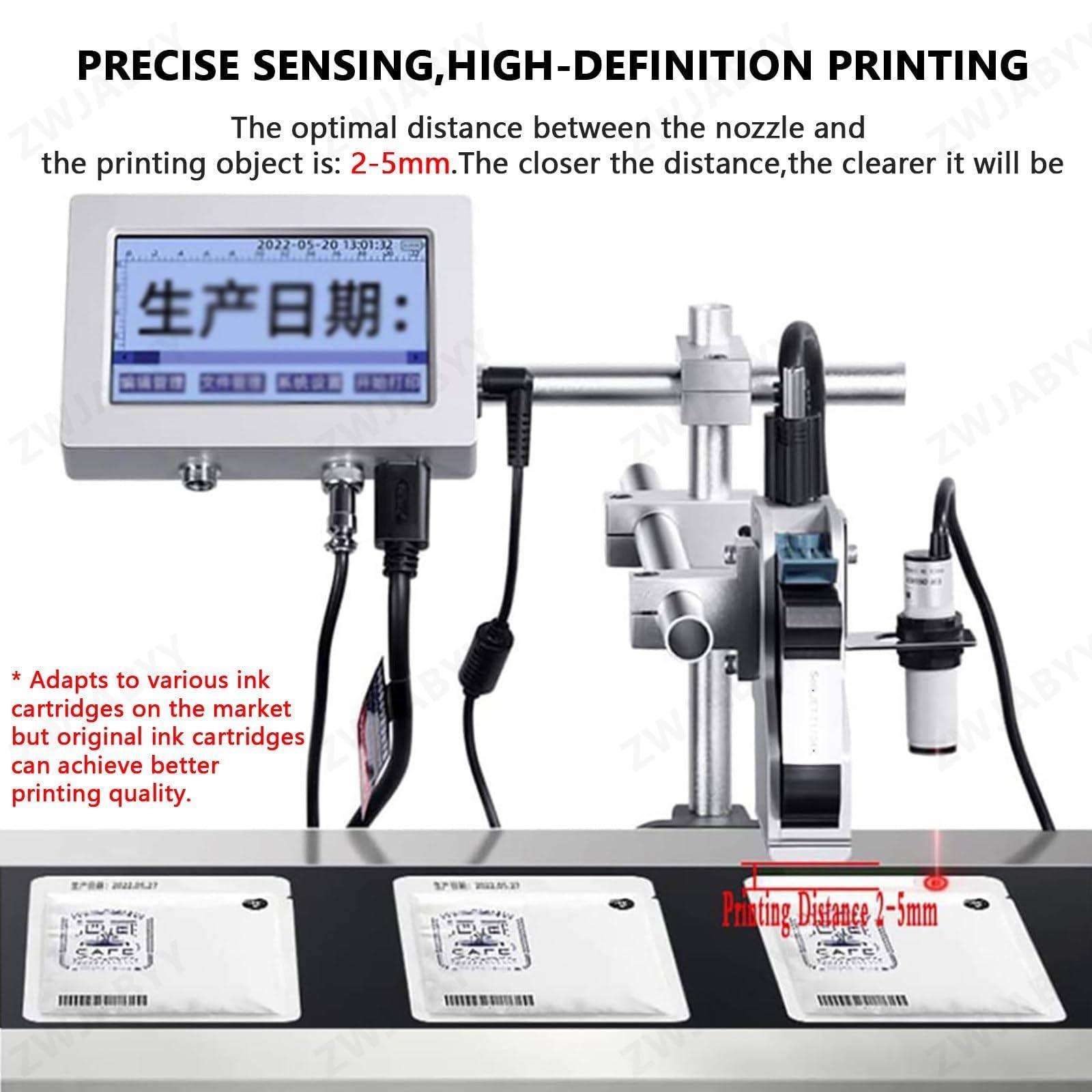 JIANGSS JIANGSS 12.7mm/25.4mmAutomatic Coder,Industrial Inkjet Printer,Coding and Marking Machine,Online Inkjet Coding Machine,QRCode/Barcode/Batch for Number/Label/Image/Date Printer,12.7mm