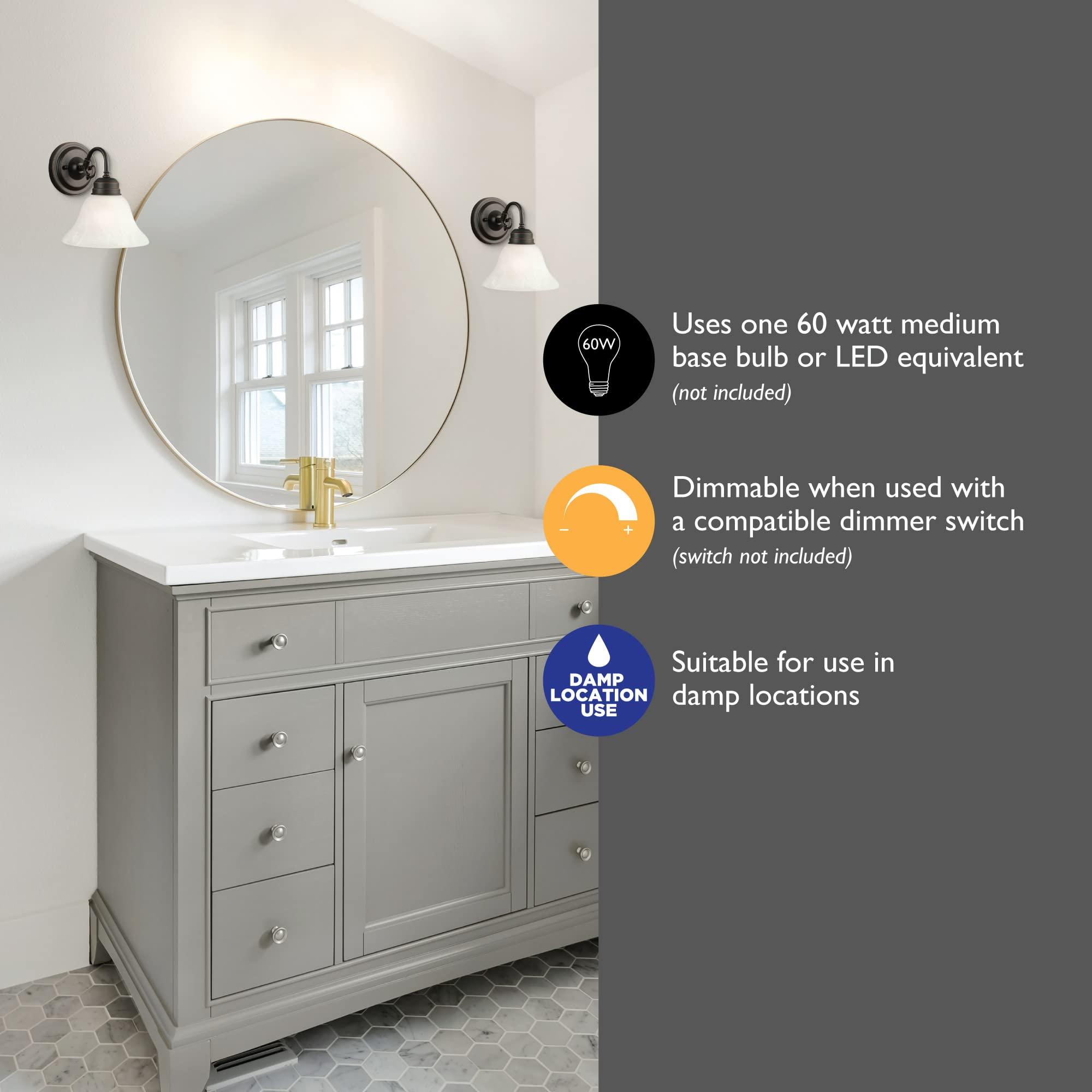 Design House Design House 514497 Millbridge Wall Traditional 1 Indoor Dimmable Light with Alabaster Glass for Bathroom Hallway Foyer, Oil Rubbed Bronze