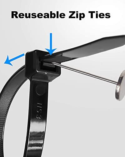 JIAHCN Long Zip Ties Heavy Duty 250lbs Cable Ties Extra Large Zip Ties 24 Inch Industrial Cable Tie Thick Strong Big Zip Tie Wraps Black Wire Ties Wide Plastic Zipties for Cable Management, Outdoor 30pcs