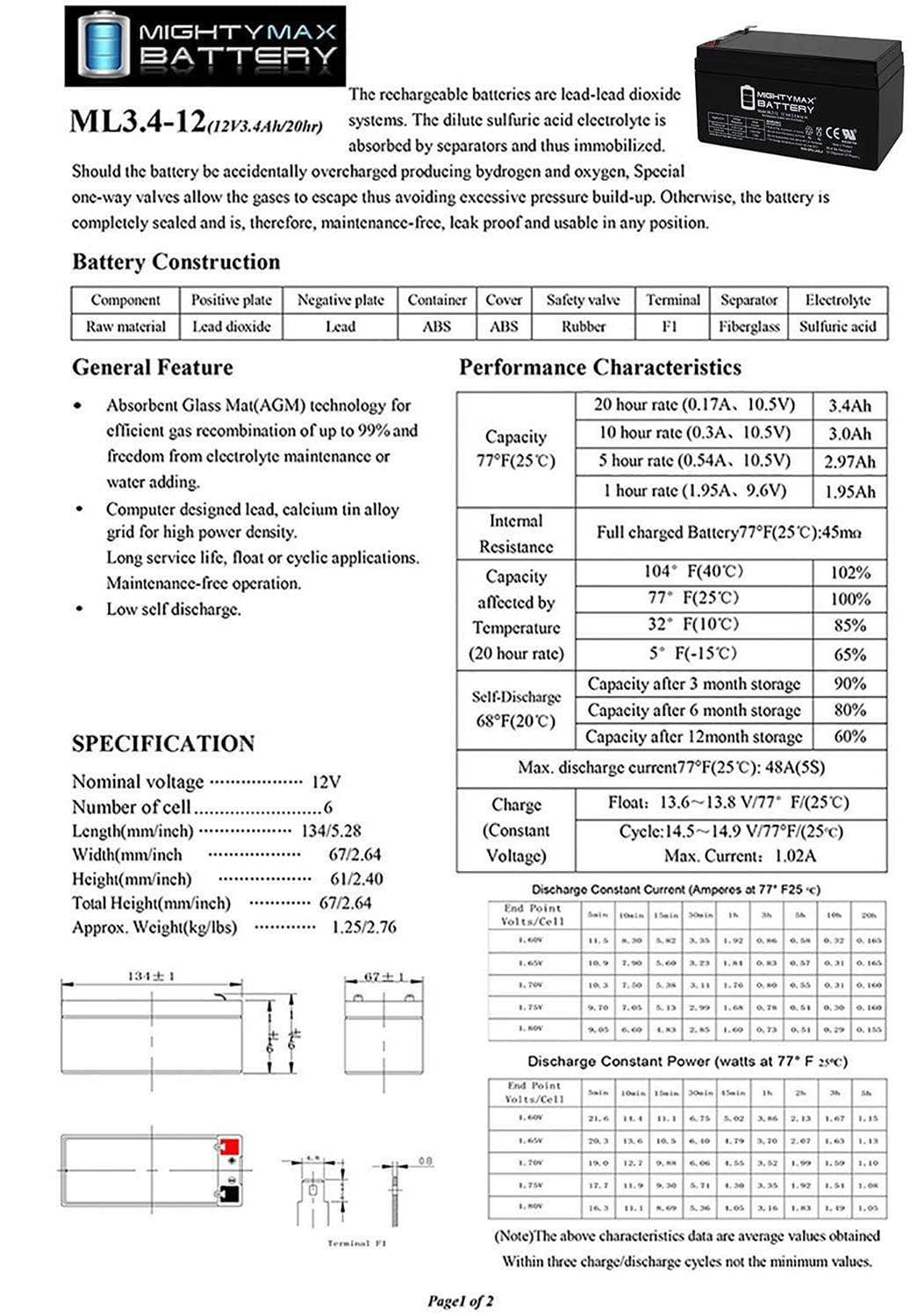 Mighty Max Battery Mighty Max Battery 12V 3AH SLA Replacement Battery for APC Back UPS BE350E - 2 Pack