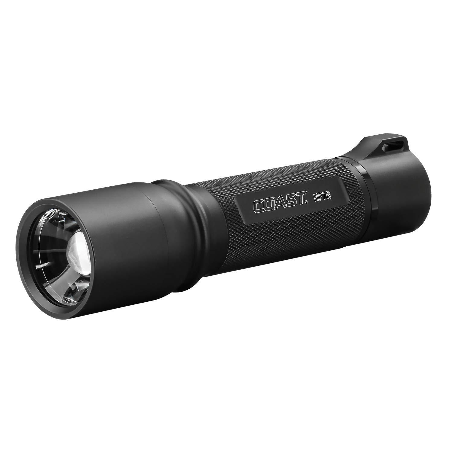 Coast Coast HP7R 300 Lumen Rechargeable LED Flashlight with Slide Focus, Black