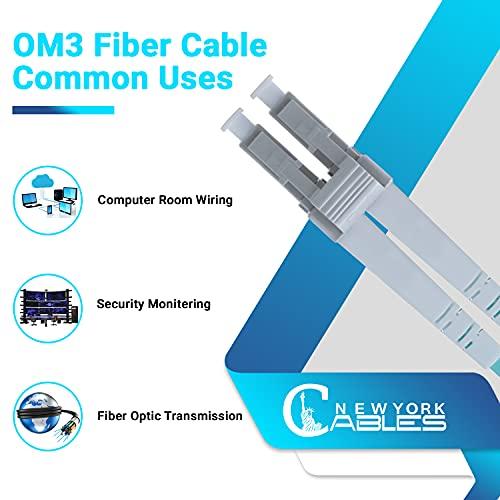 NewYork Cables NewYork Cables Fiber Patch Cable | LC to LC Multimode Duplex OM4 50/125 Jumper Cord | 15M (49.2ft) 40gb Fiber Optic Cable (Aqua)