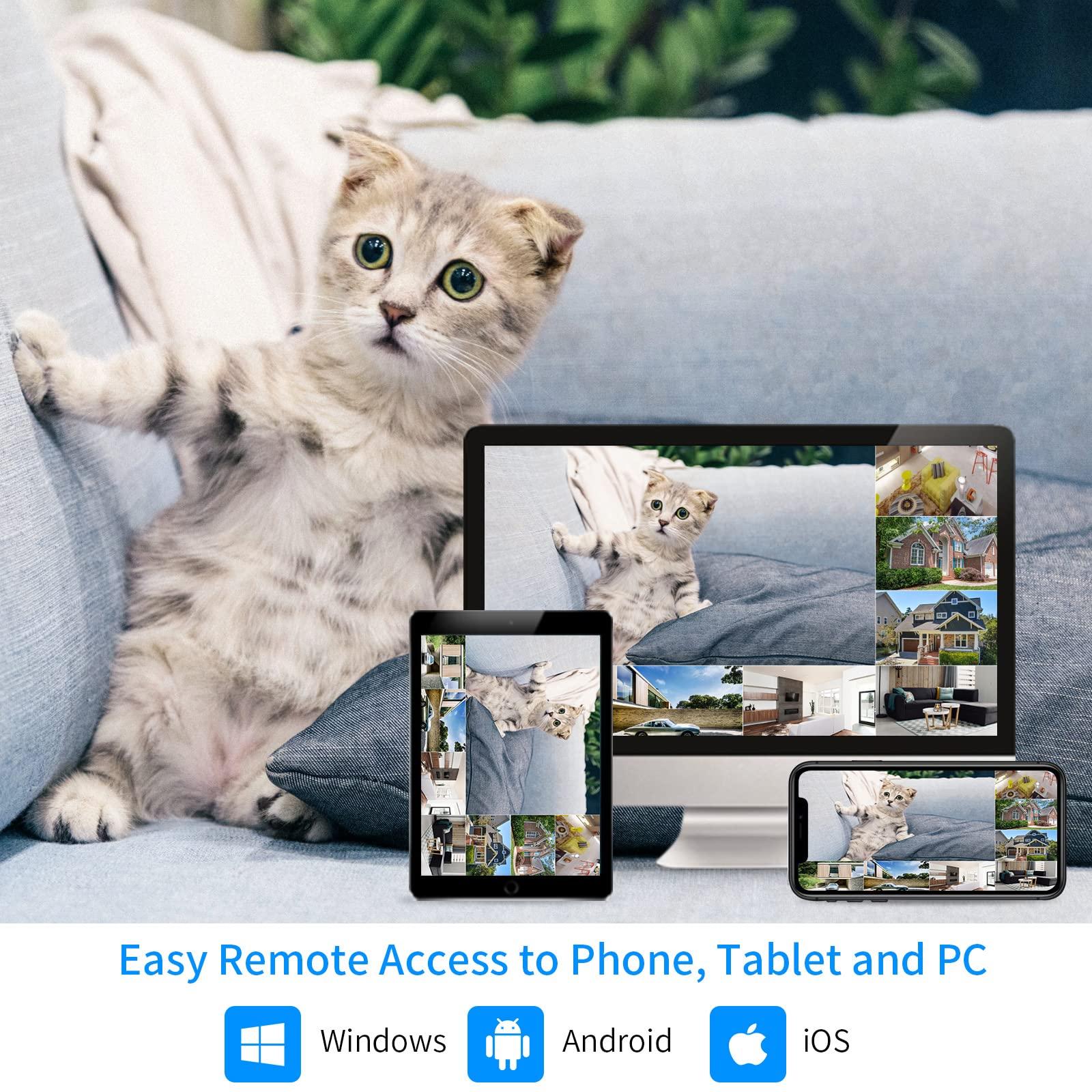 Hiseeu Hiseeu Wireless Pro WiFi Security Camera System, 16CH 4K NVR Kit, 8Pcs 5MP CCTV Home Security Camera System for Indoor/Outdoor Use, Night Vision, Waterproof, Motion Detection, 3TB Hard Drive