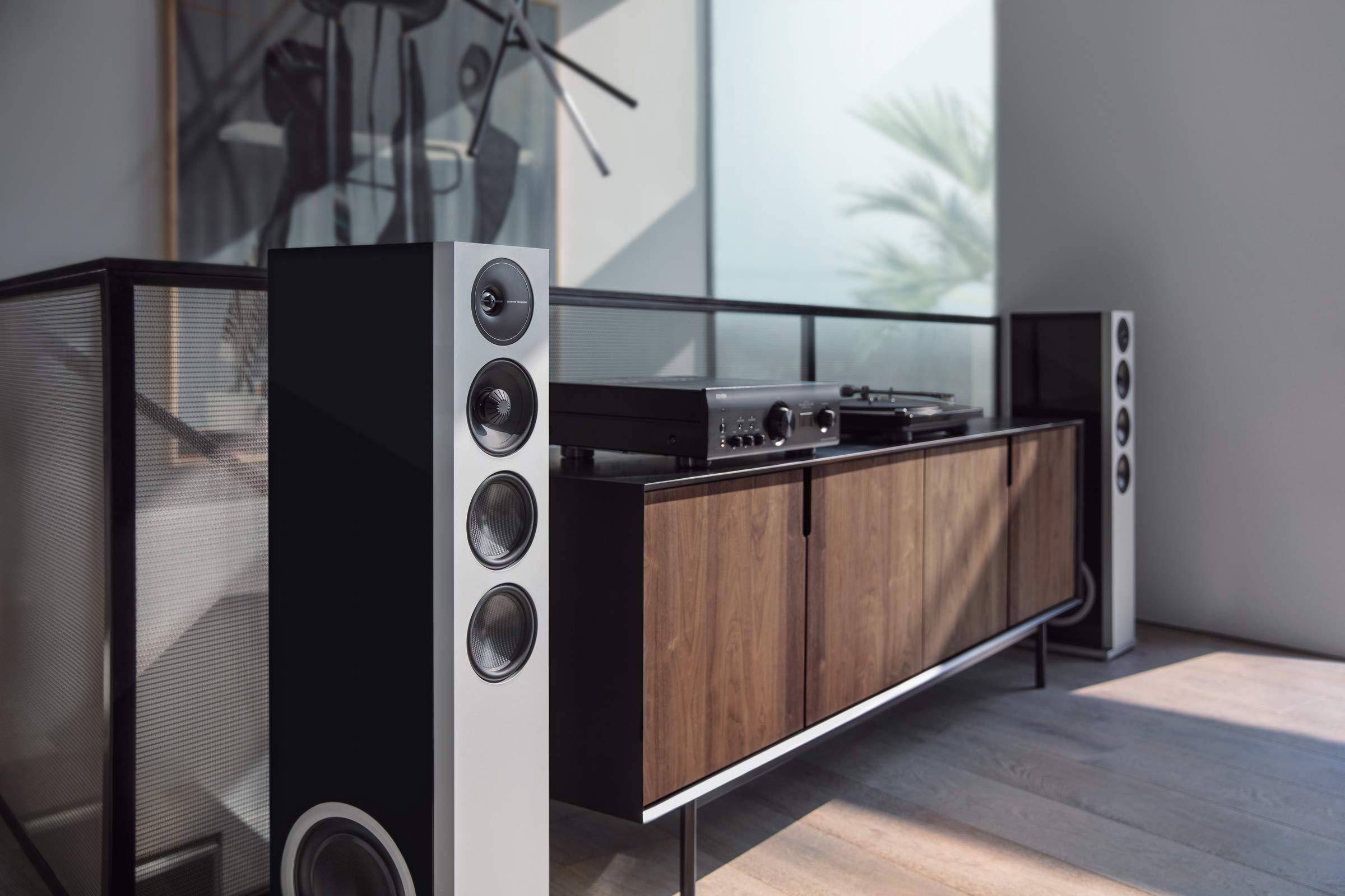 Definitive Technology Definitive Technology D15 Demand Series Modern High-Performance 3-Way Tower Speaker (Right-Channel) - Single, White | Dual 8 Passive Bass Radiators