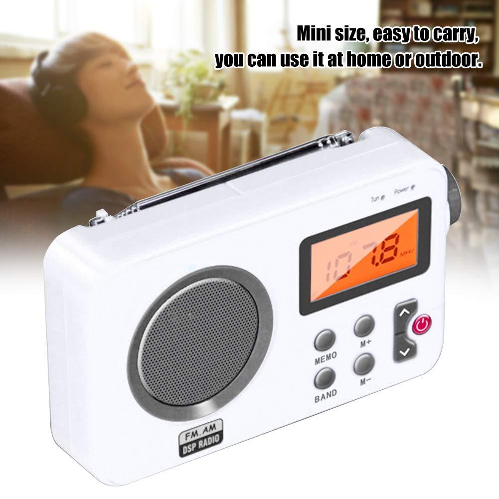EMVANV Shower Radio Speaker, Portable LCD Display Stereo Radio with AM/FM Radio/RDS System Long Playback Time Radio with Preset 20 Radio Stations for Bathroom, Hot Tub, Outdoor(White)