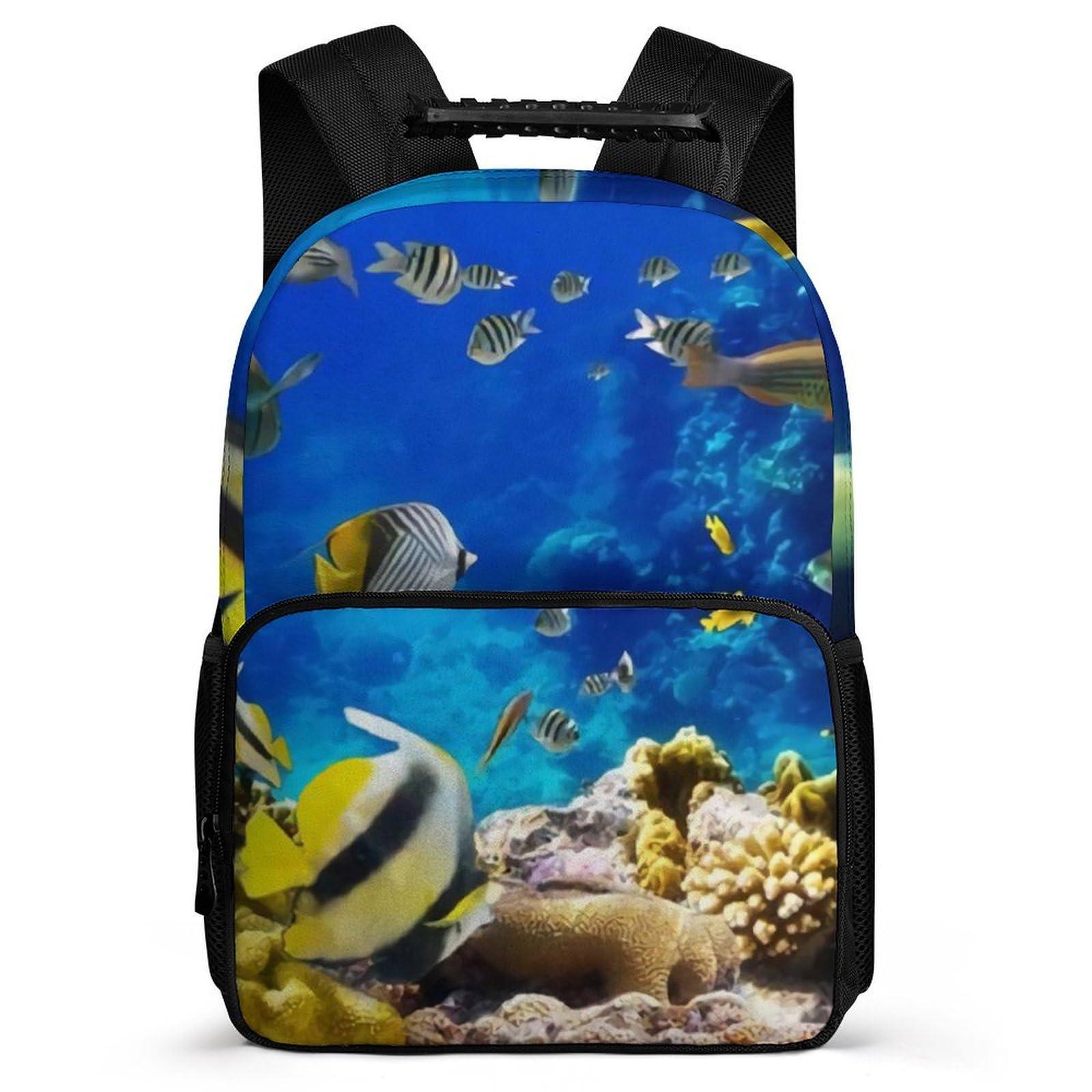 GYAUOLOP034 Tropical Fish with Coral Reef Travel Backpack 16 in Laptop Bag Lightweight Rucksack Business Daypack for Work Office