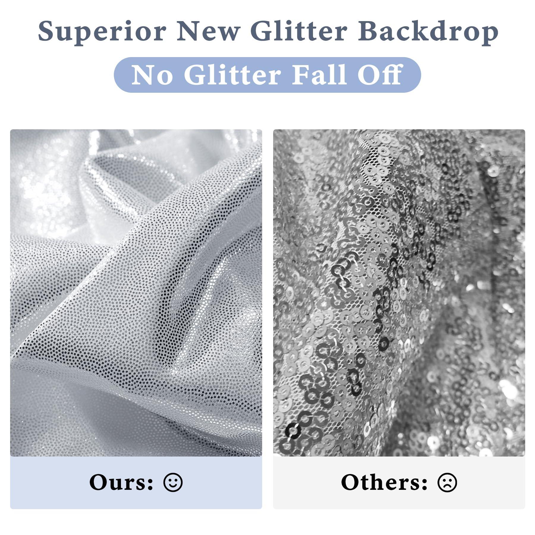 Outpain Outpain Thick 10 ft x 10 ft Silver Sequin Backdrop Curtain for Parties, Wrinkle Free Glitter Photo Backdrop Drapes 2 Panels 5x10ft Silver Back Drop Cloth for Wedding Christmas Photography Background
