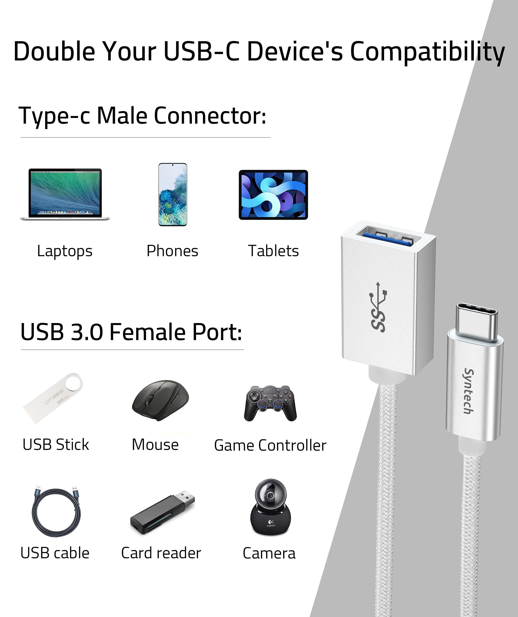 Syntech Syntech USB C to USB 3.2 Adapter (2 Pack), 10Gbps USB 3.2 Gen 2 Fit Side by Side & USB C to USB Adapter (2 Pack)-White