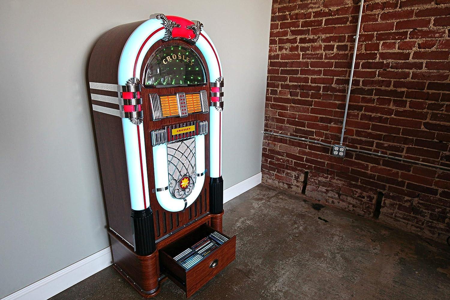 Crosley Crosley CR1215A-WA Jukebox, Includes AM/FM Radio & Bluetooth Receiver & CD Player with ST15-WA Stand Included - Walnut