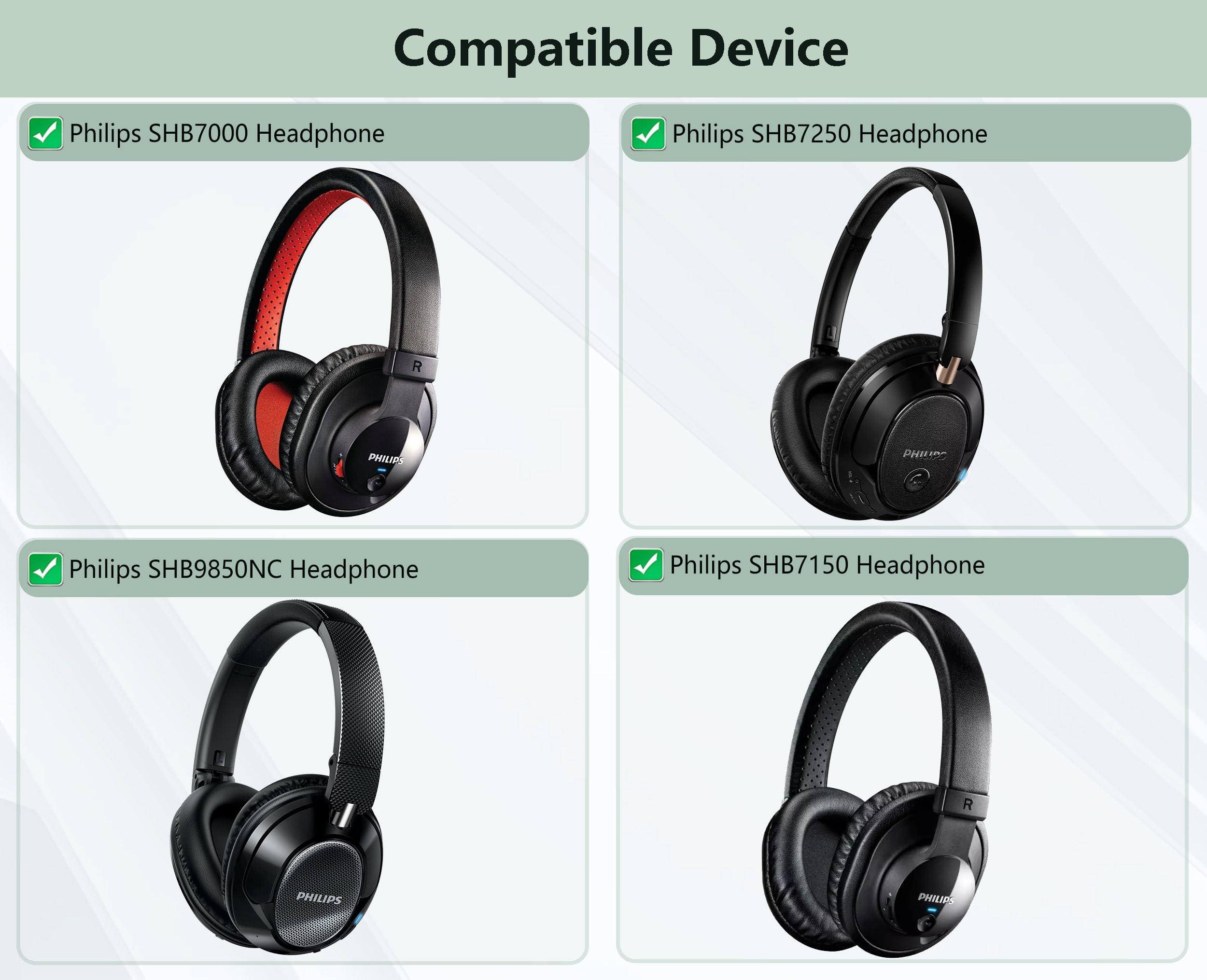 XRHTONG XRHTONG Breathable Replacement Earpads Compatible with Philips SHB7000/SHB7250/SHB9850NC/SHB7150 Headphones Ear Pads Cushion(Breathable Fabric/High Density Foam)