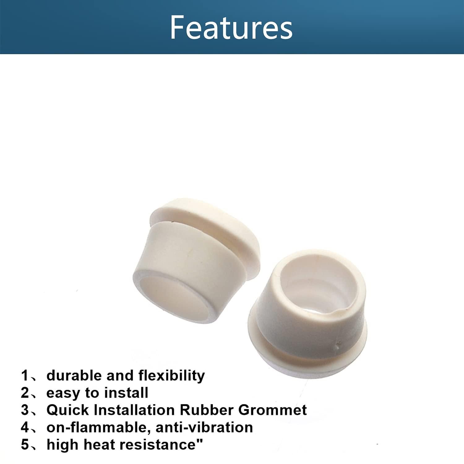 Juvielich Juvielich Rubber Grommet 50Pcs 7mm Inner Dia Oil Resistant Armature Rubber Grommets for Wiring Cable White