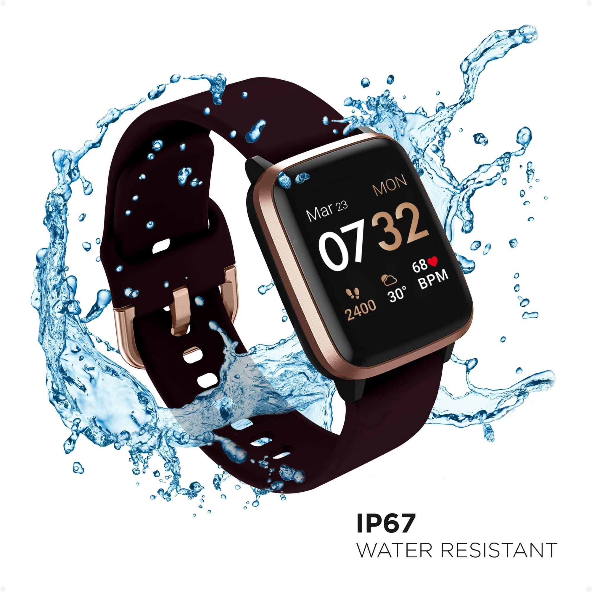 iTouch iTouch Kendall + Kylie Smartwatch iPhone and Android Compatible, Pedometer, Walking and Running Tracker for Women and Men (Rose Gold Case and Merlot/Blush Interchangeable Straps)