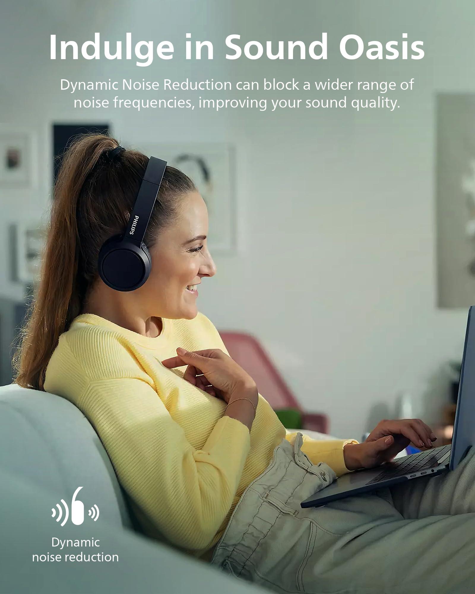 PHILIPS PHILIPS H4205 Wireless Headphone,On-Ear Bluetooth Headphone with BASS Boost,Quality Sound,32mm Drivers,29-Hour Battery Life,Fast Charging,Lightweight,Adjustable Cushioned Headband,Soft Ear Cups,Blue