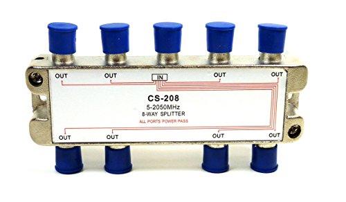 Philmore Philmore 2GHZ High "Q" 8-Way Low Loss Coaxial Satellite TV Signal Splitter With Weather Caps, Commercial Grade; CS208