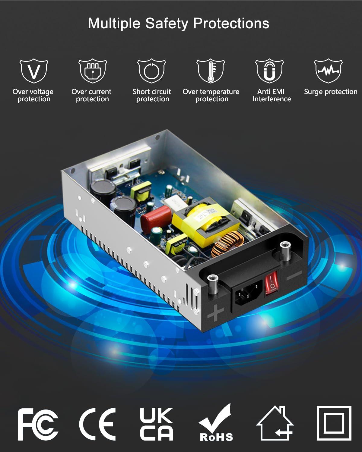ALITOVE ALITOVE 5V 60A 300W Power Supply Transformer Adapter Converter with New Version 5V 60A Switching Power Supply for WS2812B WS2811 LED Strip Pixel Light CCTV