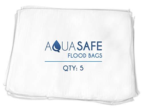 AQUASAFE AquaSafe Flood Bags, Water Absorbent Flood Barrier and Super Absorbent Pad, 16" x 22", Pack of 5