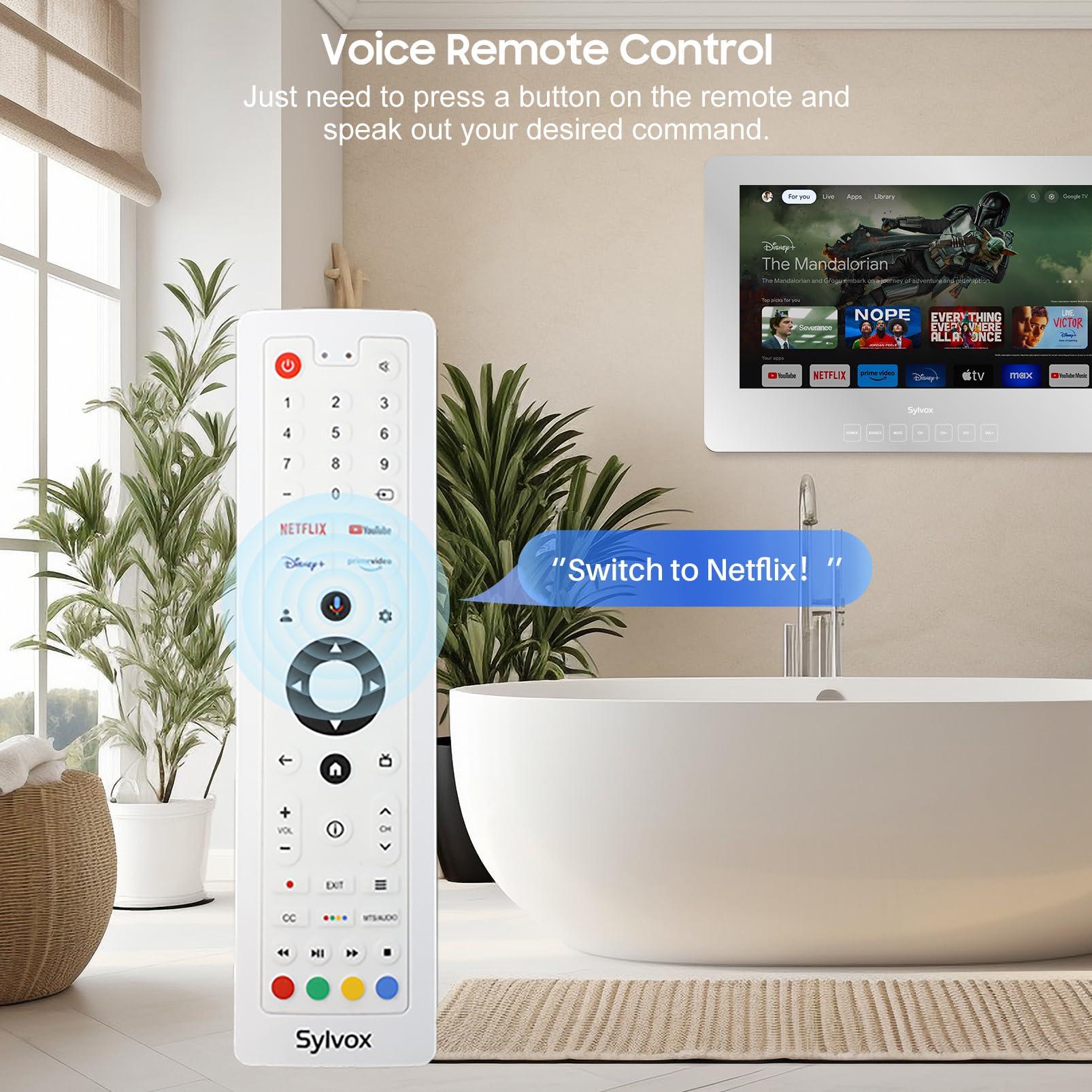 SYLVOX SYLVOX Bathroom TV, 32 inch Smart Mirror TV for Bathroom Shower SPA, Support Google TV, 1080P IP66 Waterproof Touch Button WiFi Bluetooth Google Assistant, Smart TV for Indoor Humid Environment