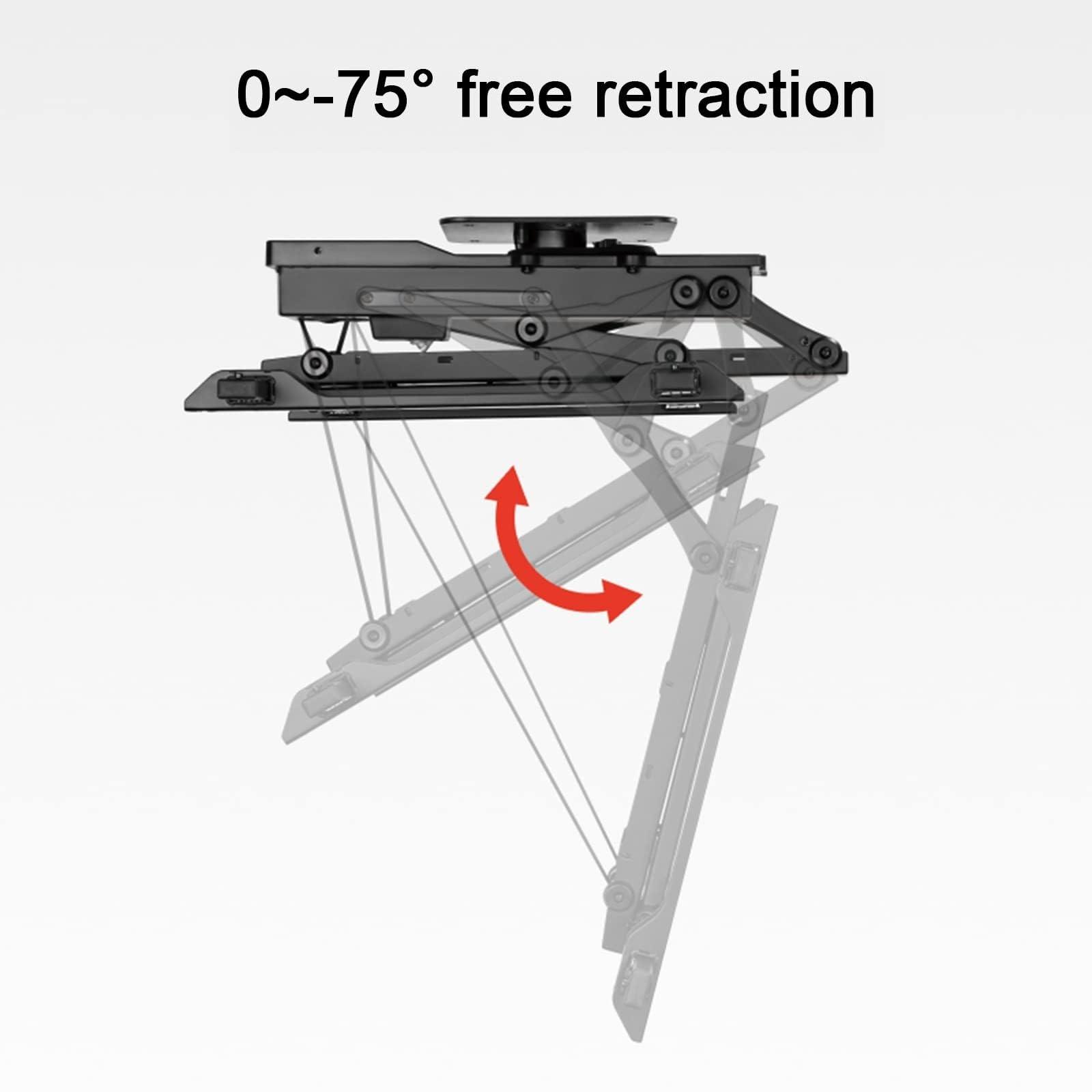 THEGA TV Ceiling Mount Bracket - Motorized Ceiling TV Mount, TV Wall Brackets and Tilt Mount Brackets Fits 32-75 Inch TVs, 90 Left/Right Rotation Electric TV Lift, Electric Ceiling TV Mount
