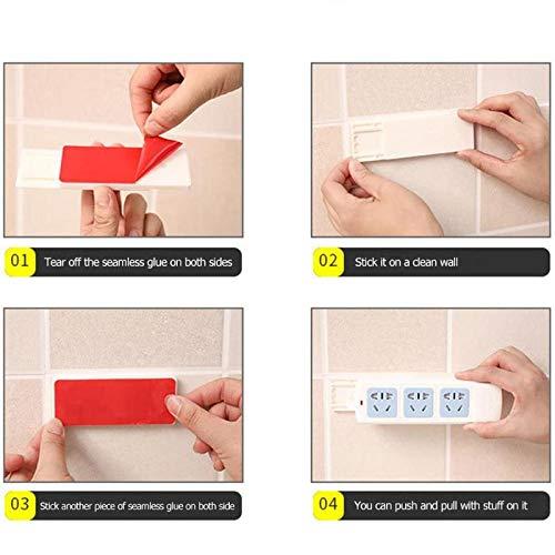 Color Land 3 Pcs Surge Protector Wall Mount Power Strip Holder, Self Adhesive Fixator Punch Free